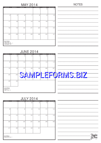 2014 Calendar Three Months Per Page 2 pdf free